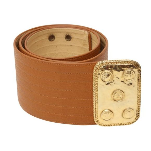 Chanel Tan Medallion Waist Belt - Size 80 - Picture 1 of 1